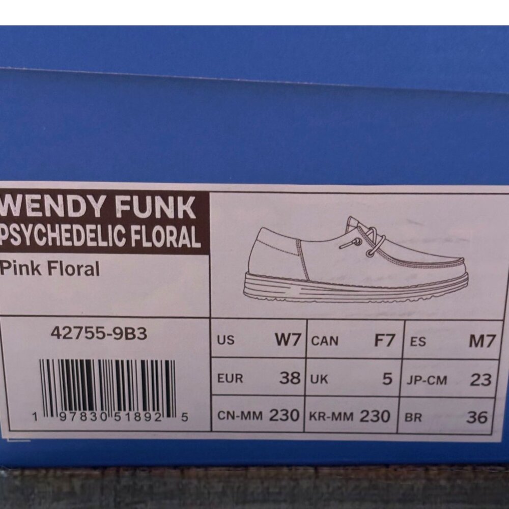 Hey Dude Wendy Funk Psychedelic Floral Pink Floral slip on canvas shoes sz 7 NIB - Picture 4 of 11